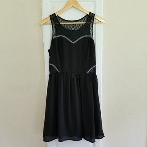 Jealous Tomato Black Sleeveless Mesh Panel Mini Dress size Small